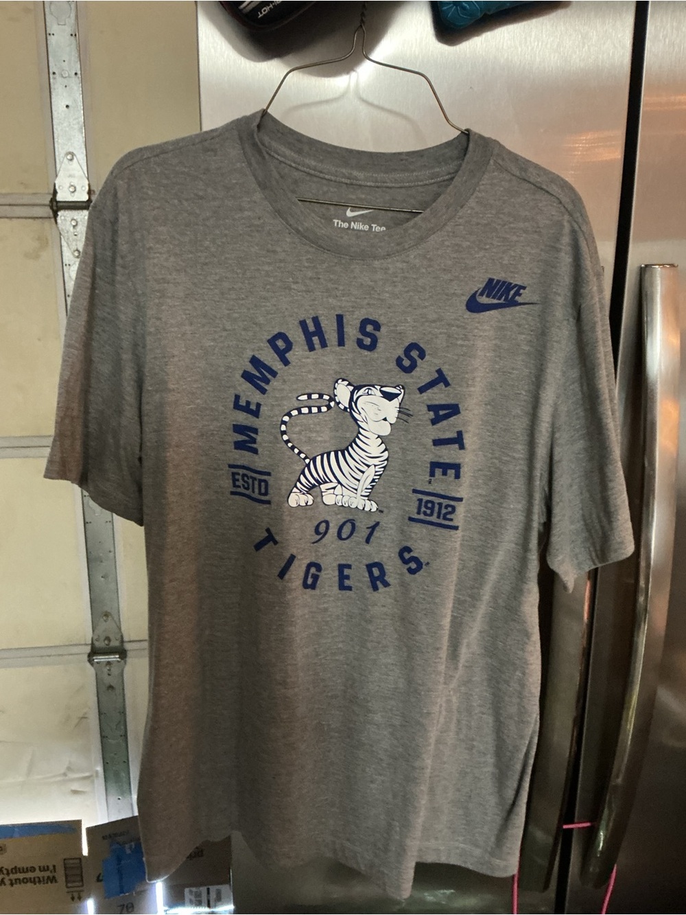 Nike Gray Memphis State Tigers Graphic Tee with Blue Print